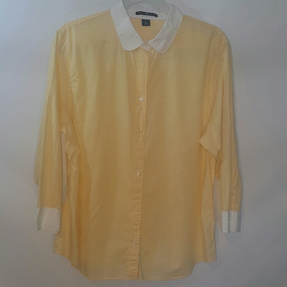 GAP Tops - Gap Yellow Gingham 3/4 Sleeve Button Down Shirt